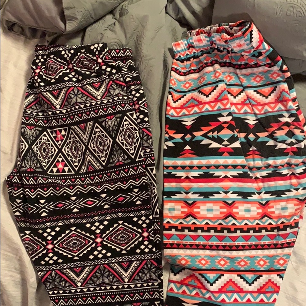 Two pair of pattern leggings